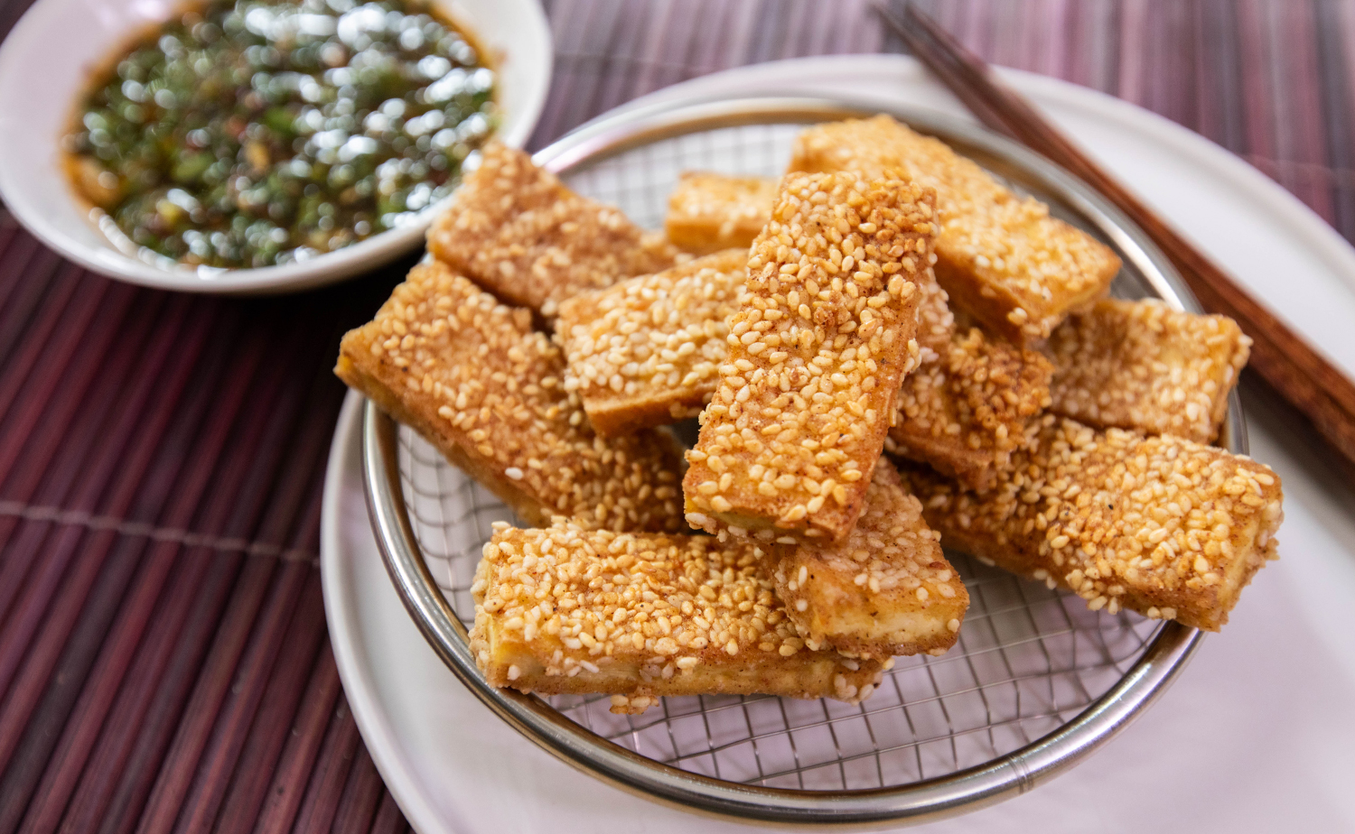 Sesame Crusted Tofu With Spicy Sauce